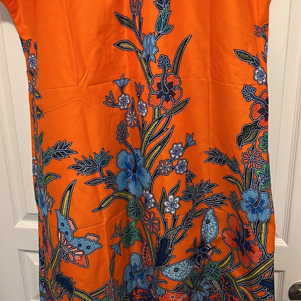Floral Orange Dress SUN DRESS W/Pockets and side pockets. Size 52 NWOT - Picture 6 of 7
